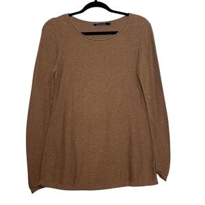 Peruvian Connection Womens Sweater Size M Pima Cotton Long Sleeve Light Brown